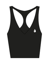 The Racer Tank - Black - Saltvault Instructor - Left Chest & Center Back Stacked - Printed - White
