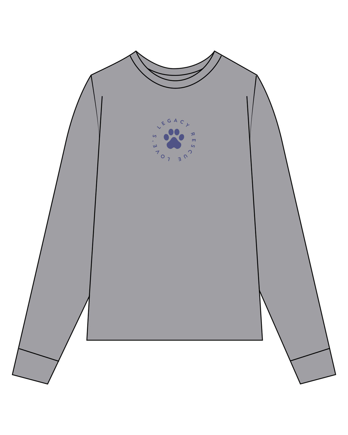 The Mens Long Sleeve - Heather - LLR - Chest Round - Printed - Gray Blue