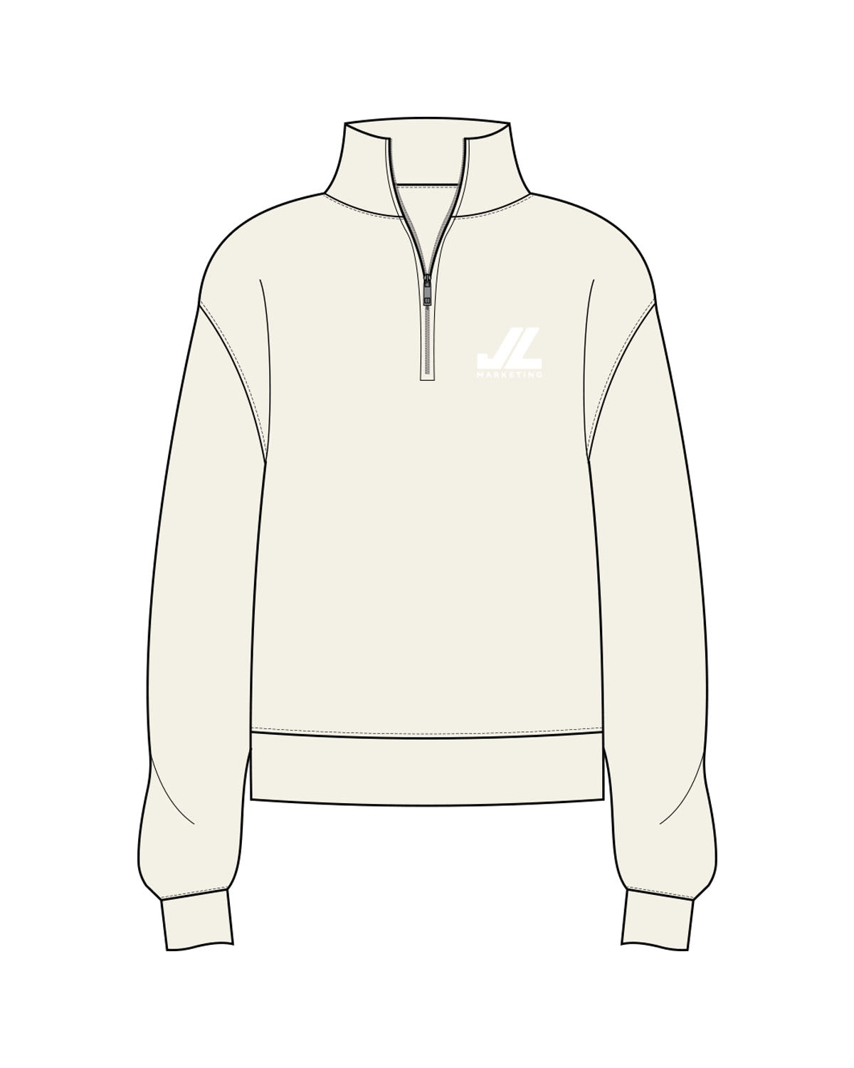 The Womens 1/4 Zip - Off White - JL Marketing - Left Chest - Printed - White