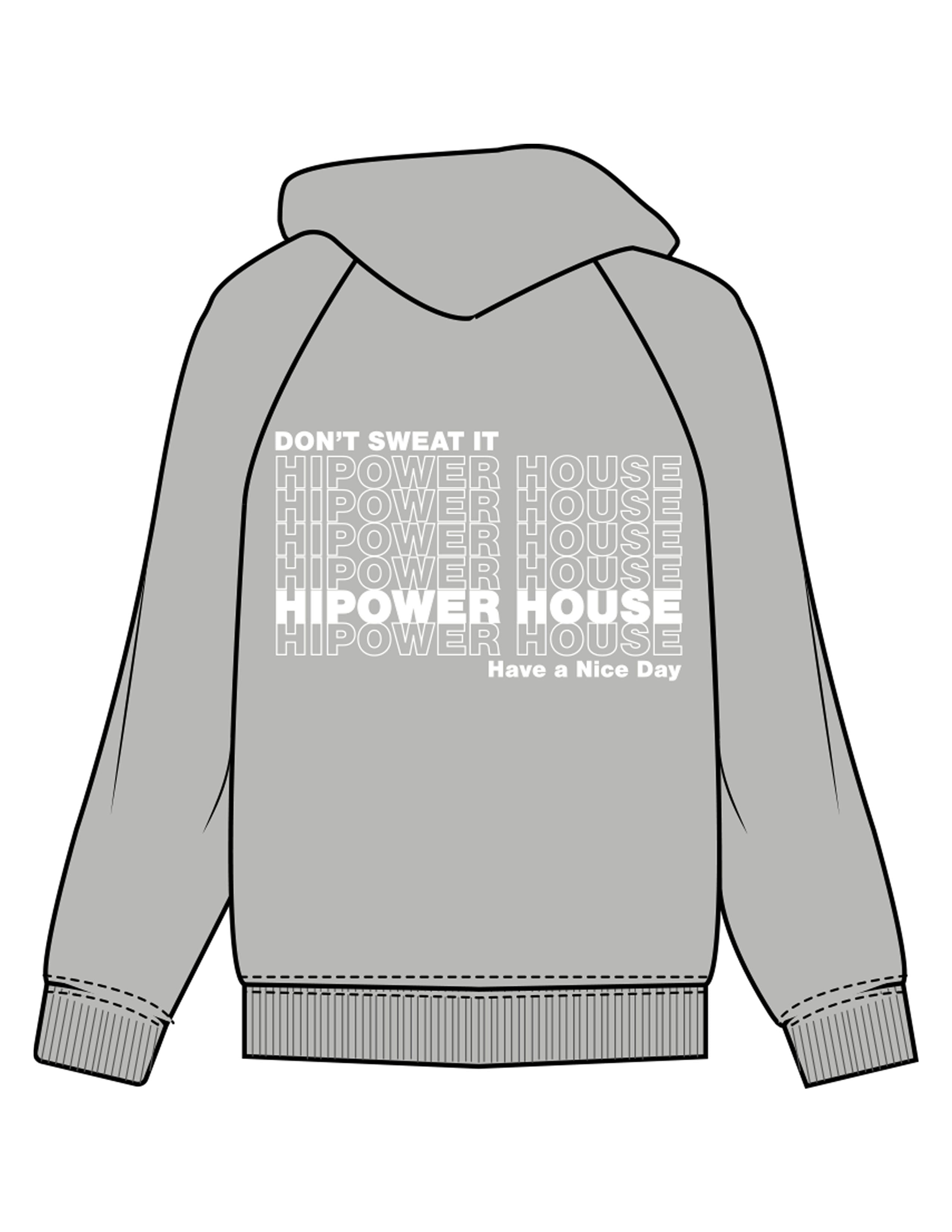 The Womens Zip Hoodie - Heather - Hi Power - Left Chest & Back Stacked - Printed - White