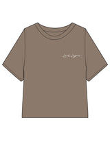 The Crop Terry Tee - Cacao - Pure Movement LARK - Left Chest - Embroidered - Off White