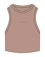The Ribbed Crop Tank - Clay - Viva Lagree - Center Chest Script - Embroidered - Tone on Tone