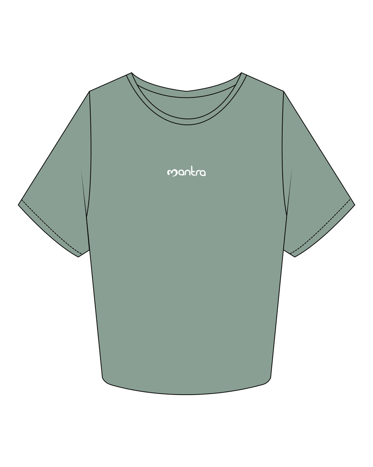 The Crop Tee - Sage - Mantra - Center Chest - Printed - White