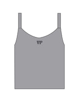 The Micro Rib Strappy Crop Tank - Heather - Vintage Pour - Upper Chest Initials - Printed - Charcoal