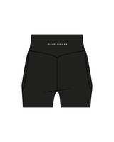 The Womens Sporty Pocket Short - Black - HiLo - Center Waist Back - Printed - White