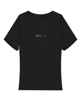 The Baby Tee - Black - Clearly Pilates - Center Chest "Spicy" & Center Back Neckline - Bone