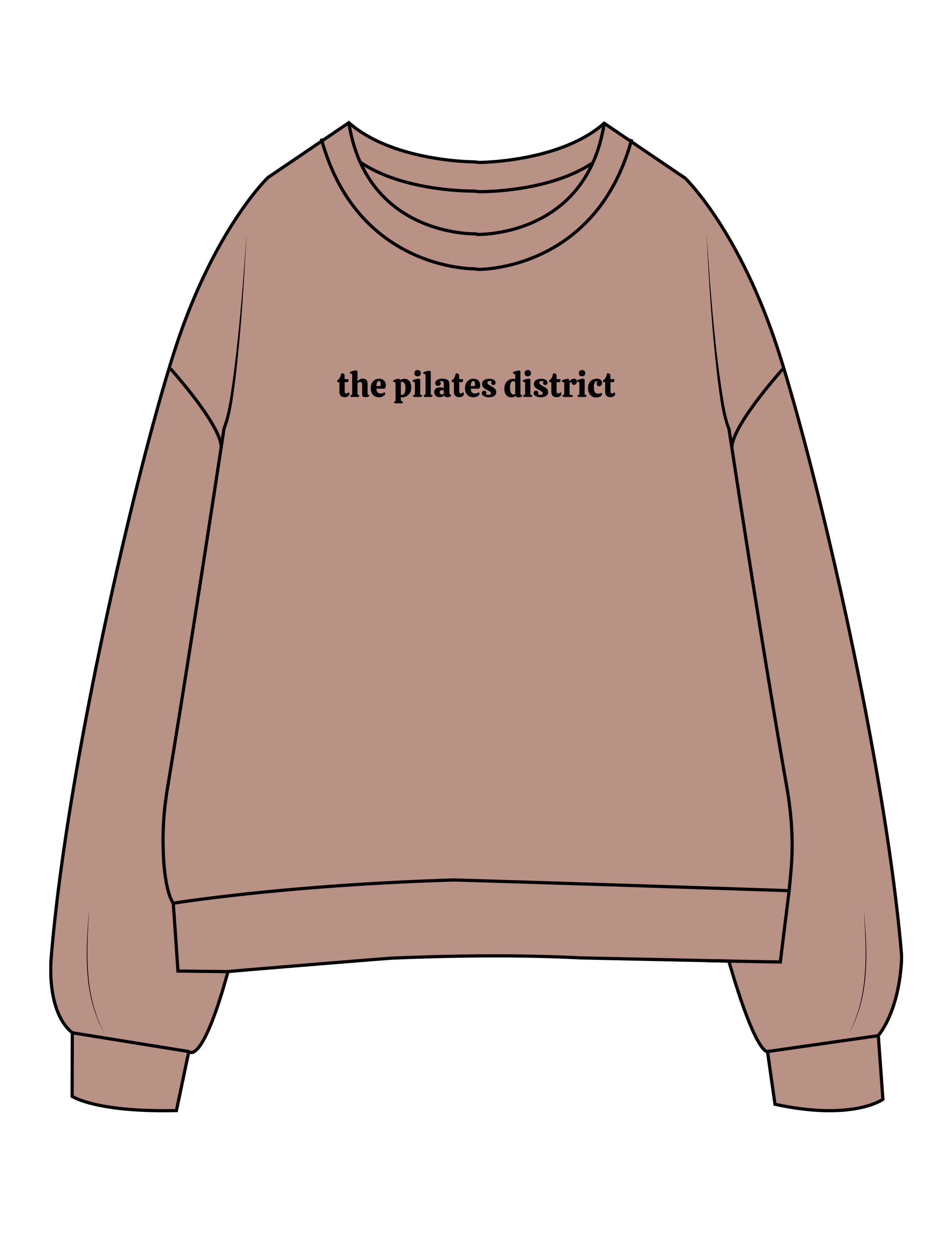 The Womens Crewneck - Clay - THE PILATES DISTRICT - Center Chest - Printed - Black