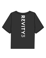 The Boxy Crop Tee - Charcoal - REVITY3 - Left Chest & Back Center - White