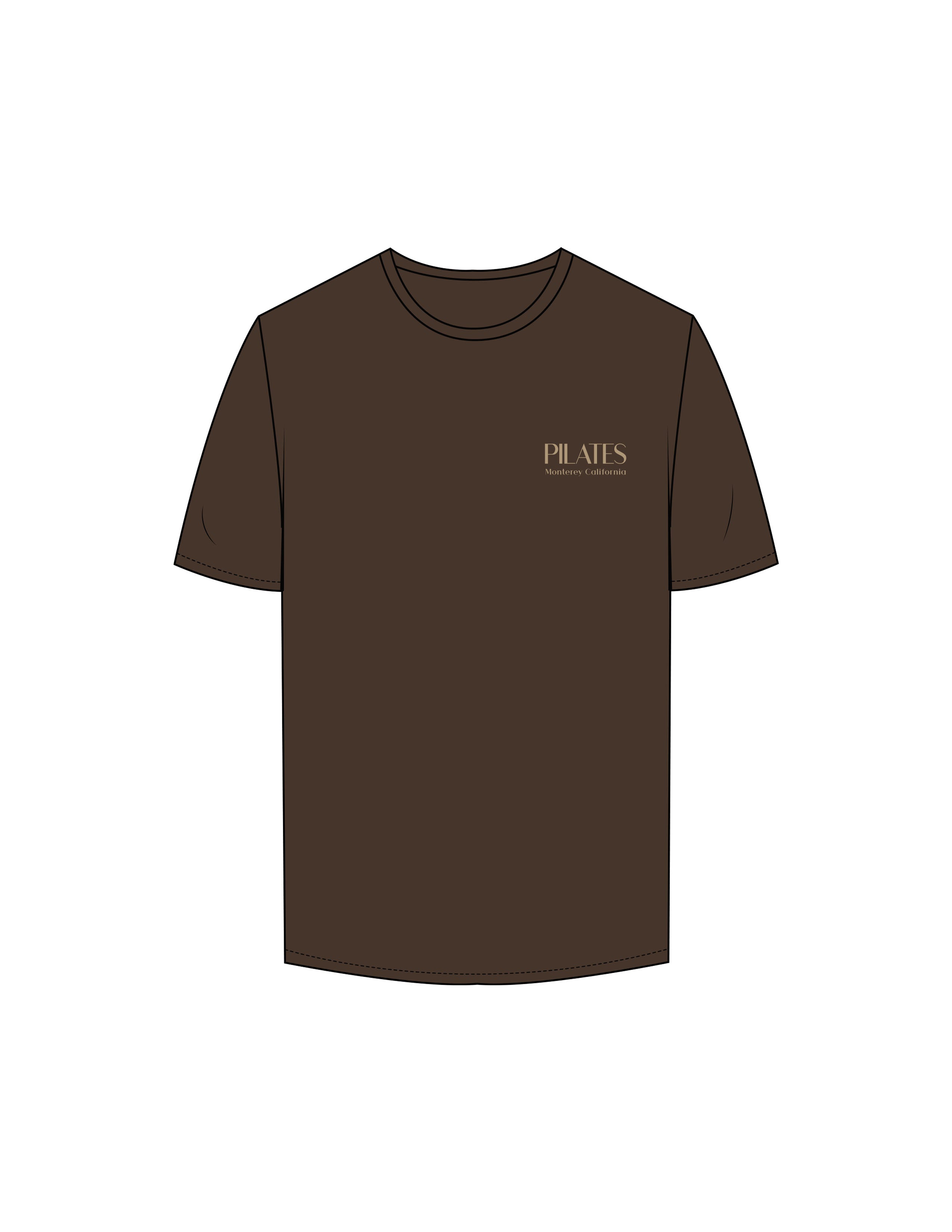 The Mens Tee - Chocolate - Coastal Movement - Left Chest Stacked - Printed - Tan