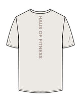 The Mens Tee - Bone - Haus of Fitness - Left Chest & Back Vertical Text - Tone on Tone