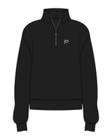The Womens 1/4 Zip - Black - Primarie Pilates - Left Chest & Upper Back Stacked - Embroidered - White