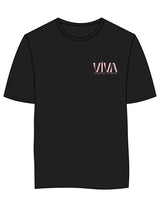 The Womens 7/8th Tee - Black - Viva Pilates - Left Chest Stacked - Printed - Pink