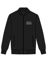 The Mens Bomber Jacket - Black - Studio 205 - Left Chest "205" & Back Stacked - Printed - White