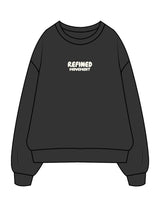 The Mens Crewneck - Washed Black - Refined Movement - Center Chest & Back Stacked - Printed - Off White