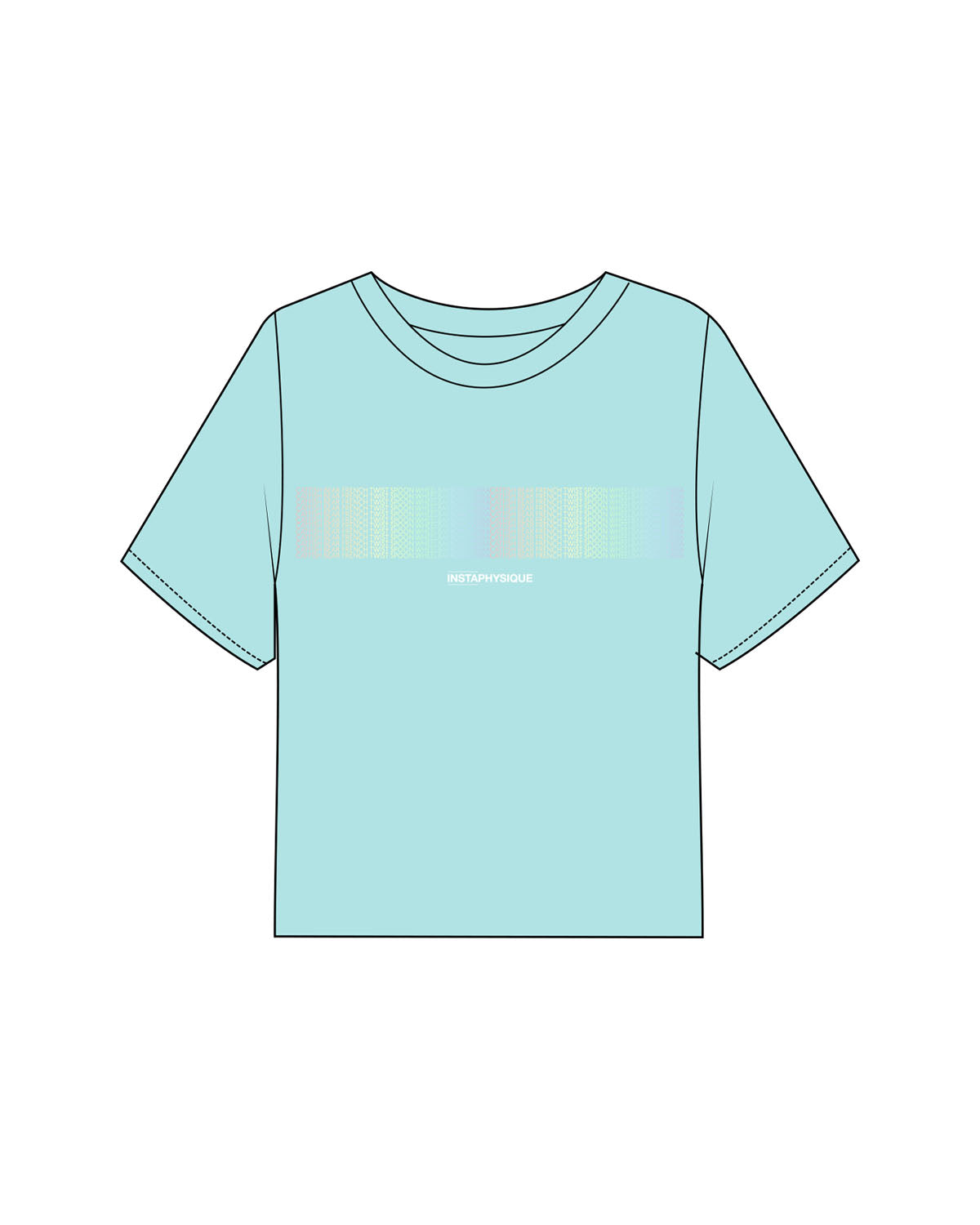 The Midweight Crop Tee - Turquoise - Instaphysiques - Center Chest Stacked - Full Color
