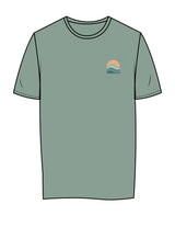 The Womens Tee - Sage - The Cove - Left Chest - Back Center Stacked - Printed - Full Color