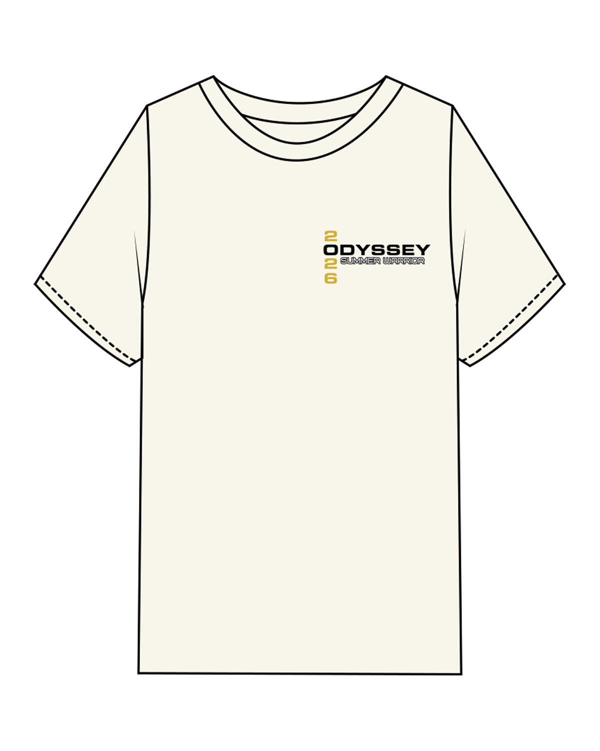 The Mens Heavyweight Tee - Off White - Odyssey Performance - Left Chest - Back Center Stacked - Printed - Full Color