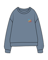 The Midweight Unisex Crewneck - Washed Slate - Delta Fitness - Left Chest & Back Stacked - Printed - Full Color