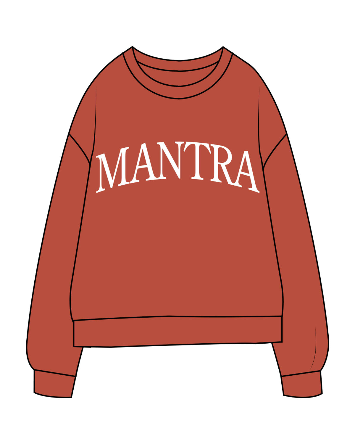 The Midweight Unisex Crewneck - Washed Amber - Mantra - Center Chest Arch - Printed - White