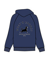 The Mens Hoodie - Cobalt - Updog Yoga - Left Chest - Back Center - "WhatsUpDog" - Printed - Full Color