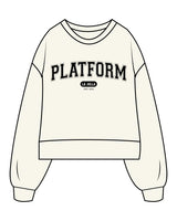 The Womens Heavyweight Crop - Off White - Platform - Center Chest "La Jolla 2009" - Printed - Black