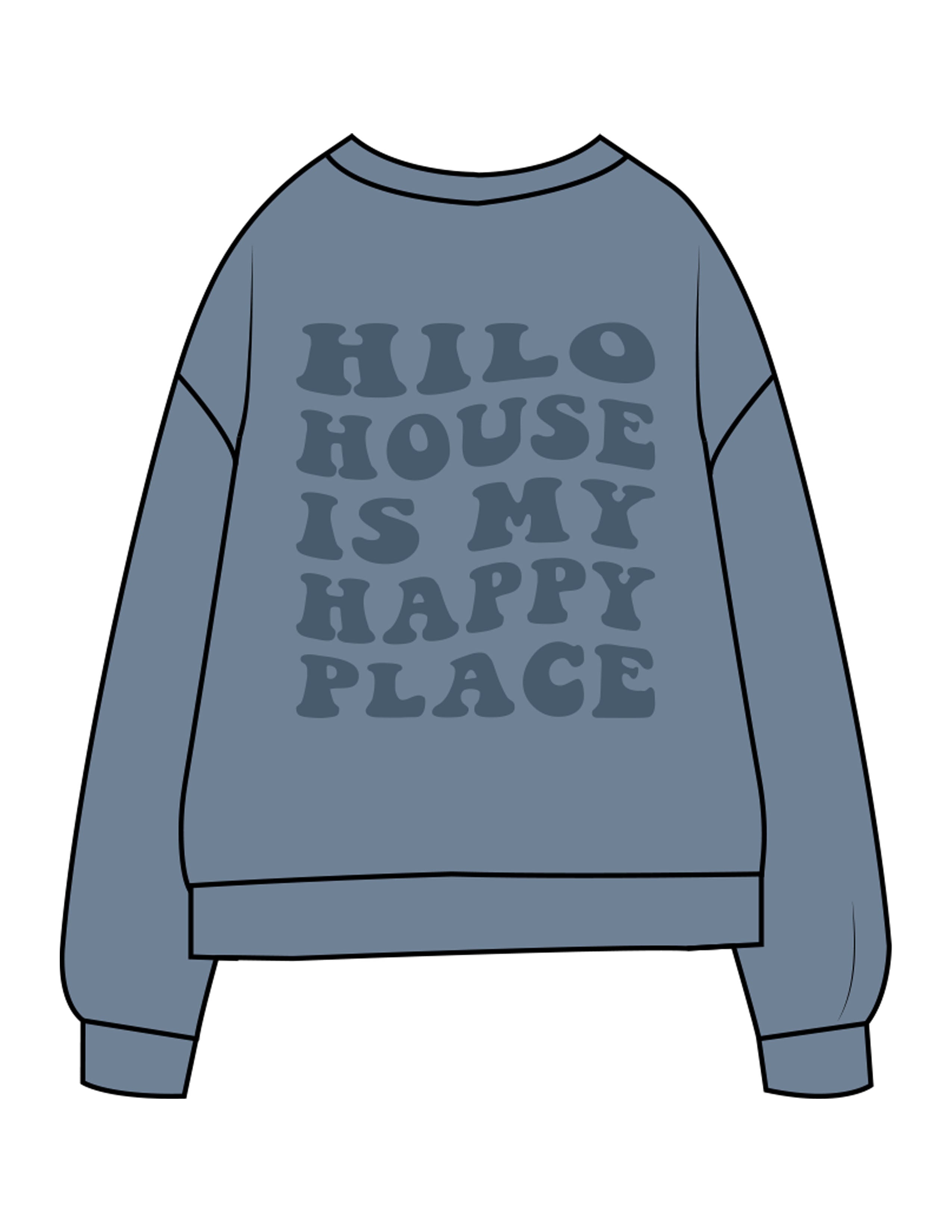 The Midweight Unisex Crewneck - Washed Slate - HiLo - Left Chest & Back Stacked - Printed - Tone on Tone