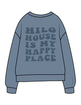 The Midweight Unisex Crewneck - Washed Slate - HiLo - Left Chest & Back Stacked - Printed - Tone on Tone