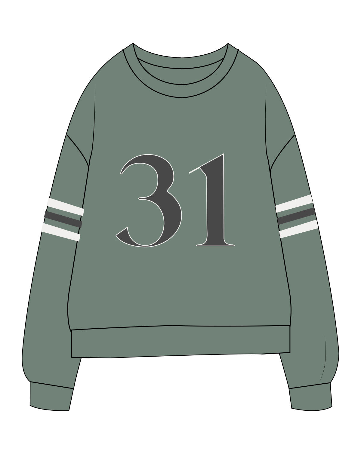 The Midweight Unisex Crewneck - Washed Alpine - 31Theraphy - Chest Center - Left & Right Middle Sleeve - Full Color
