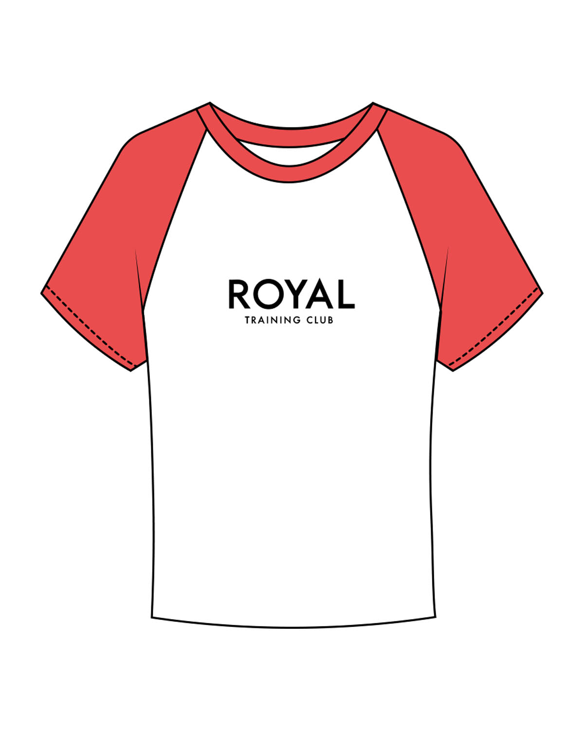 The Micro Rib Baby Tee - White / Red - Royal Training Club - Center Chest Stacked - Printed - Black