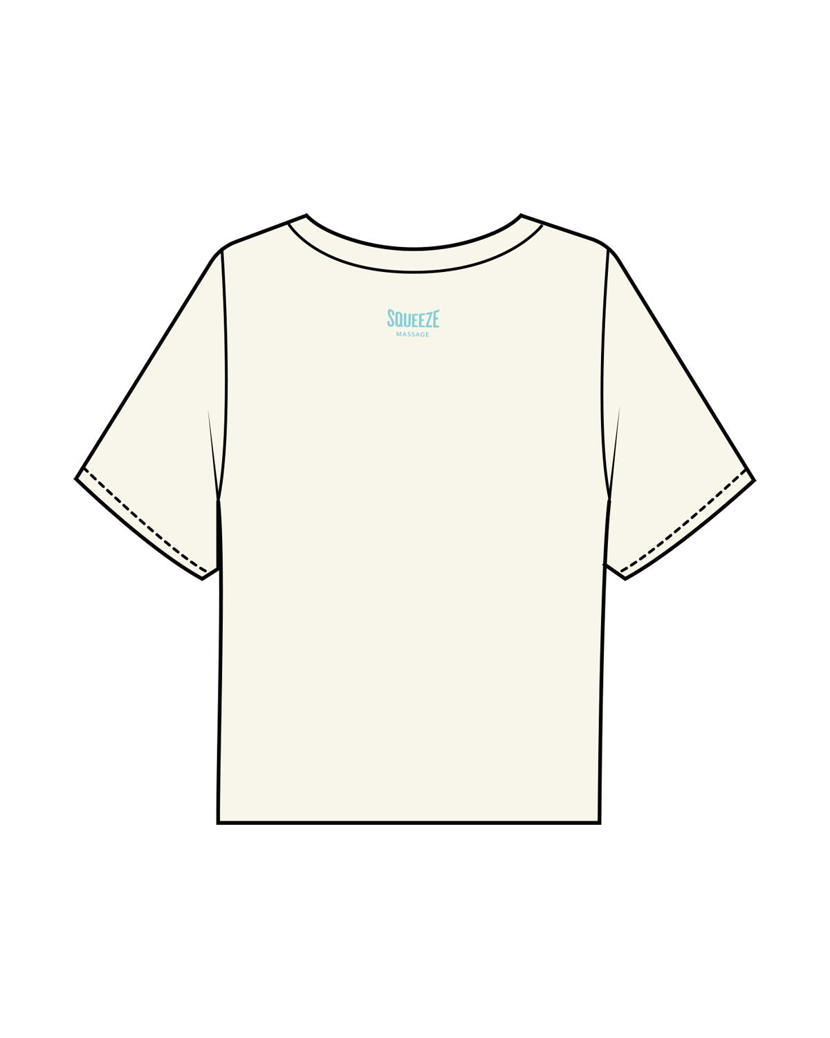 The Boxy Crop Tee - Off White - Squeeze Massage - Center Chest & Back Neckline - Printed - Turquoise