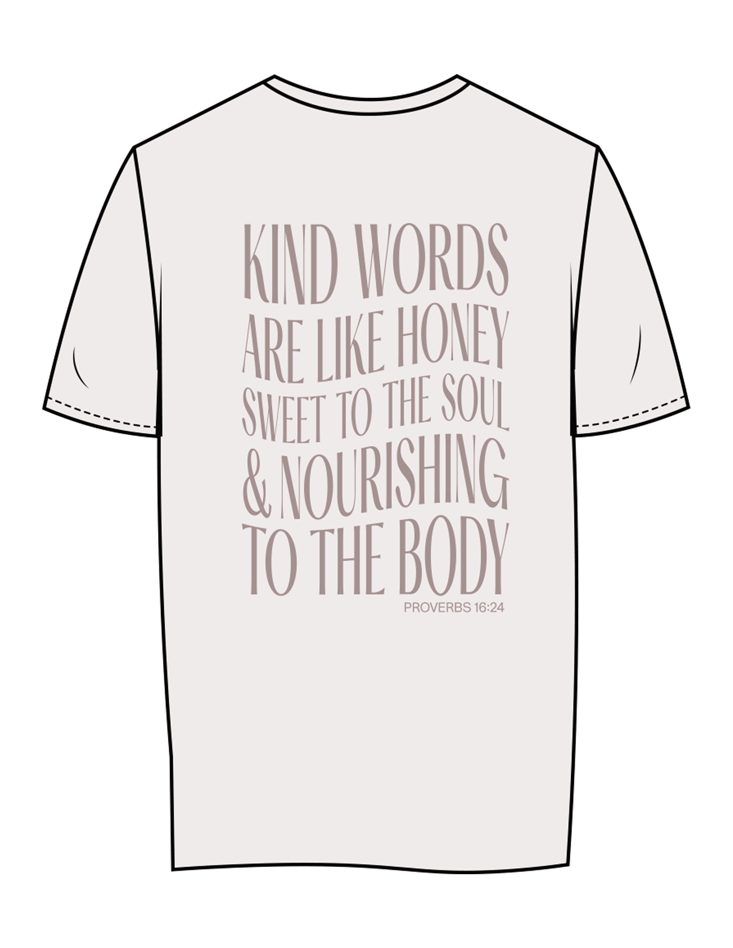The Womens Tee - Bone - Honey Hive NB - Center Chest Hexagon & Back Stacked - Printed - Dark Bone