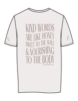 The Womens Tee - Bone - Honey Hive NB - Center Chest Hexagon & Back Stacked - Printed - Dark Bone