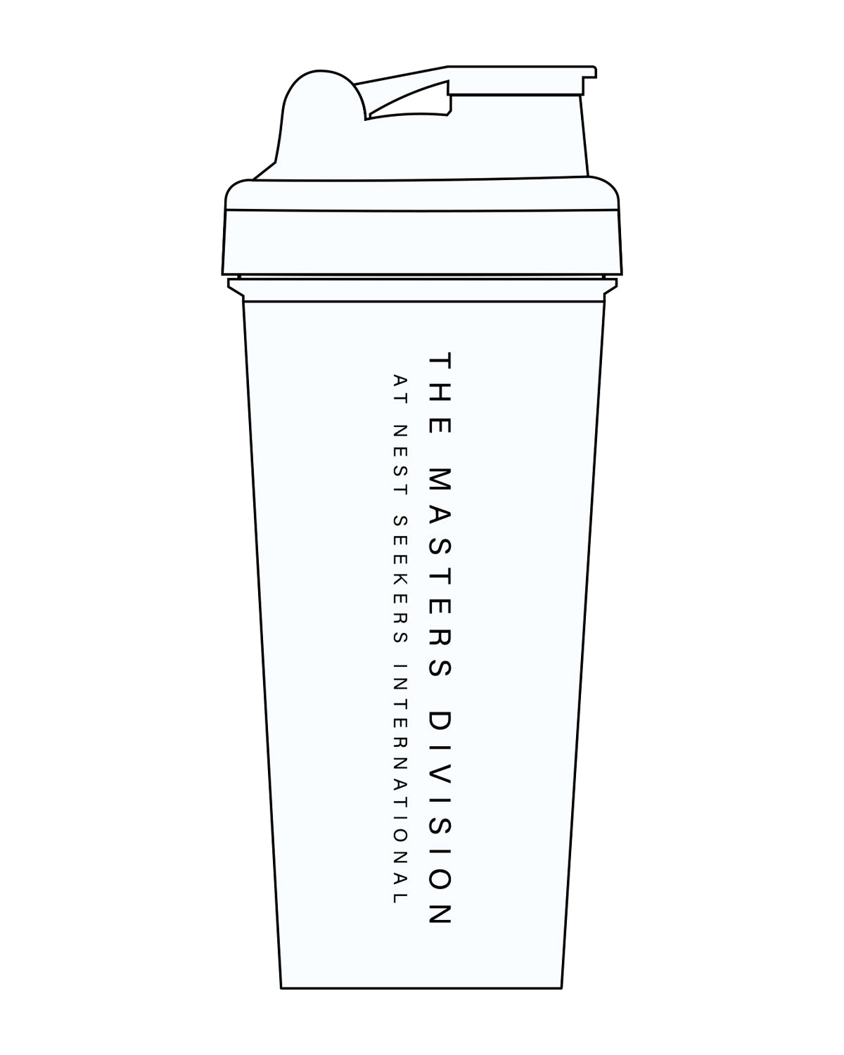The Shaker Bottle - White - Masters Division - Center Stacked -  Black