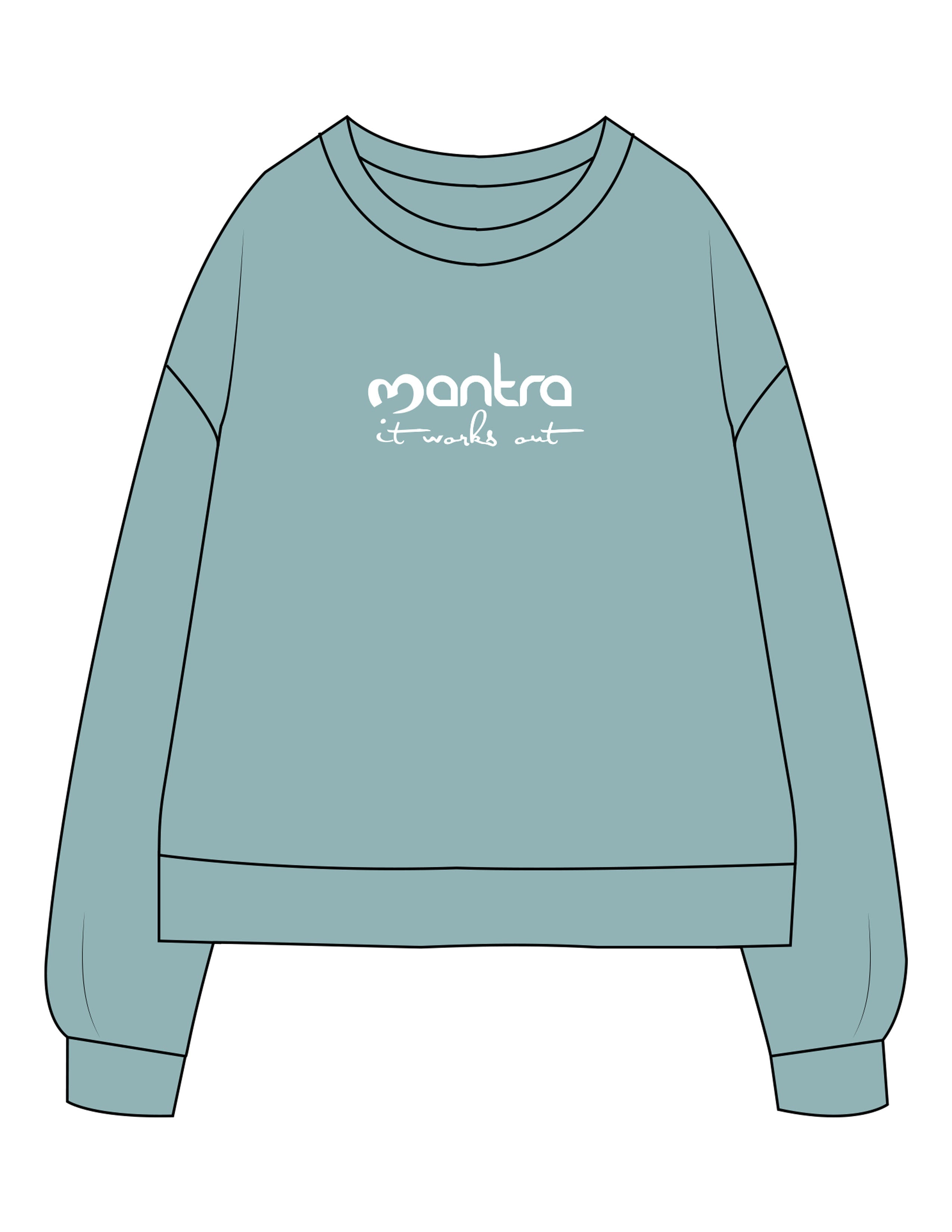 The Recycled Unisex Crewneck - Arctic - Mantra - Center Chest Stacked - Printed - White