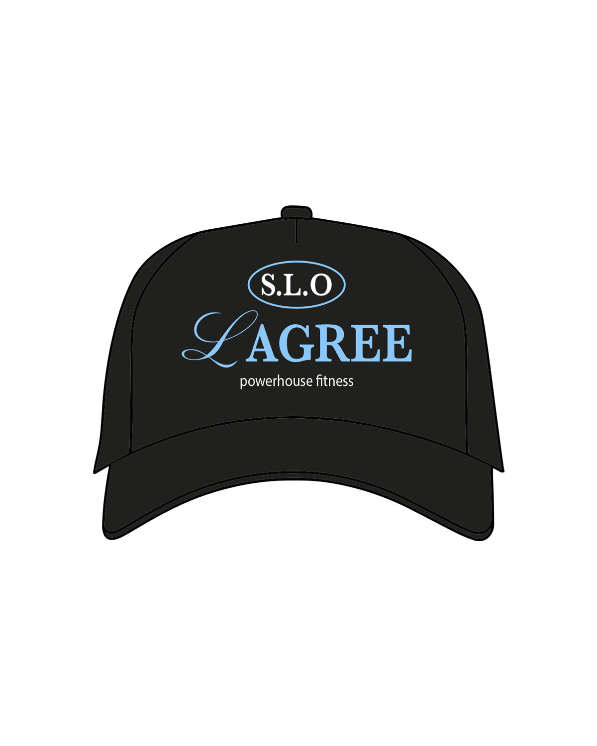 The Trucker Hat - Black - Powerhouse Fitness - Center Crown "Lagree" - Embroidered - Full Color