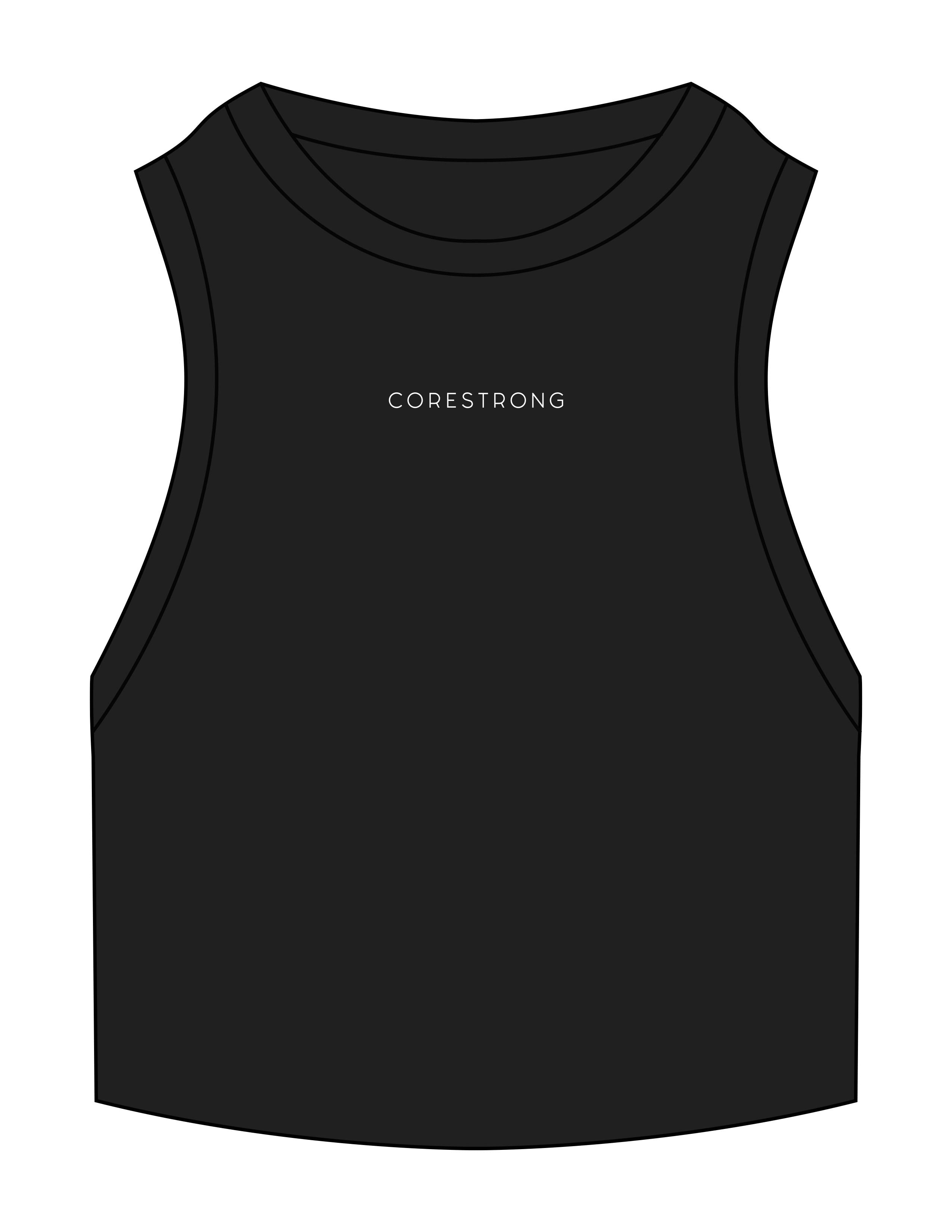 The Ribbed Crop Tank - Black - Core Strong - Center Chest - EMB - White