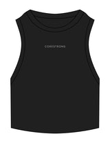 The Ribbed Crop Tank - Black - Core Strong - Center Chest - EMB - White