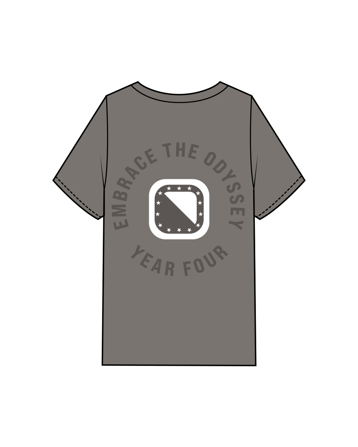 The Mens Heavyweight Tee - Washed Gray - Odyssey Performance - Left Chest & Back Stacked - Full Color