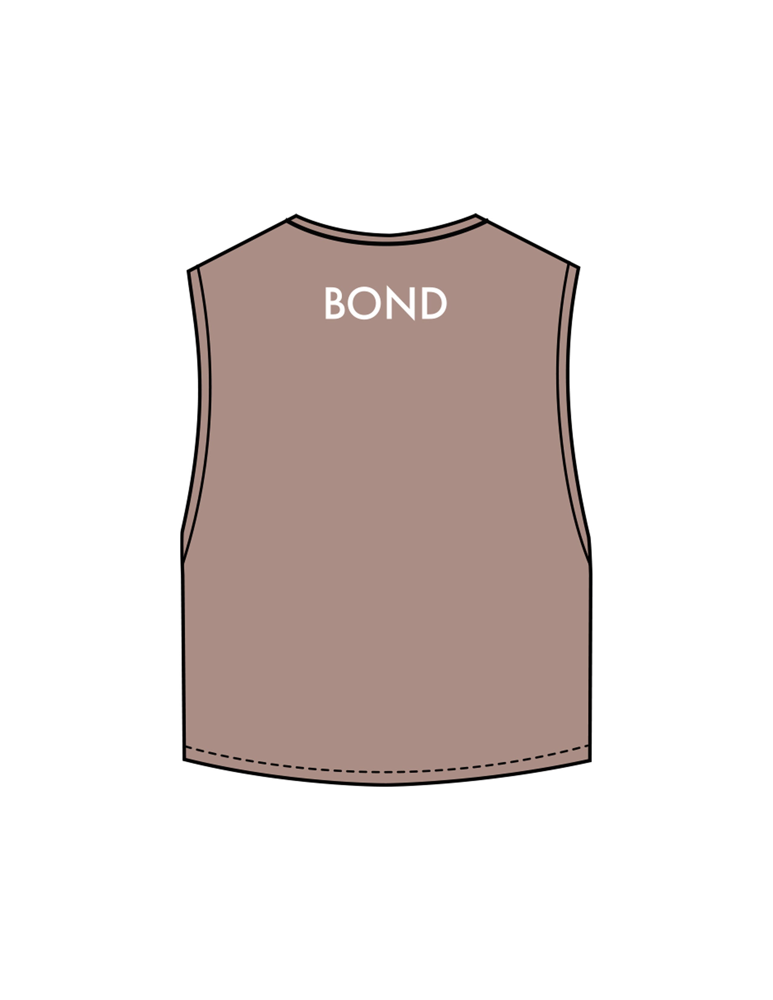 The Crop Muscle Tank - Cacao - Bond Fitness - Center Chest Round & Upper Back - Printed - White