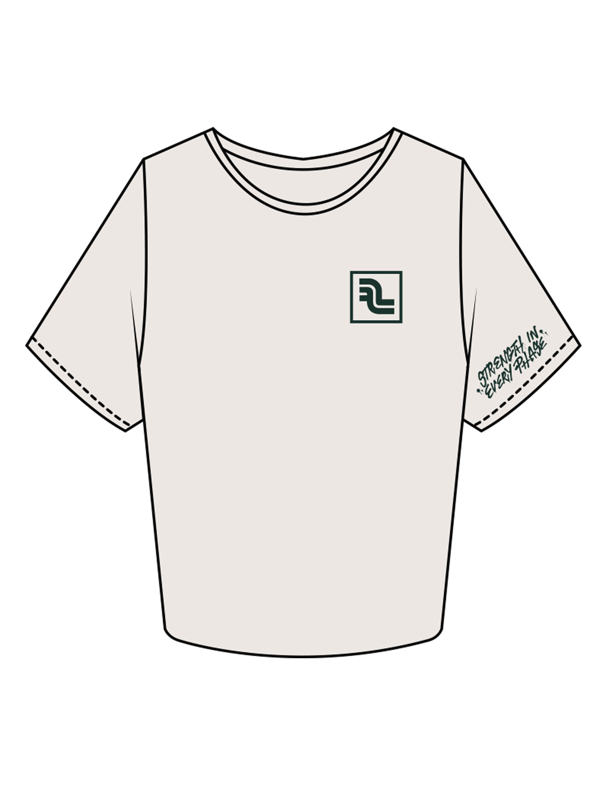 The Crop Tee - Bone - Fase Lagree - Left Chest & Left Sleeve - Printed - Evergreen
