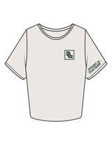 The Crop Tee - Bone - Fase Lagree - Left Chest & Left Sleeve - Printed - Evergreen