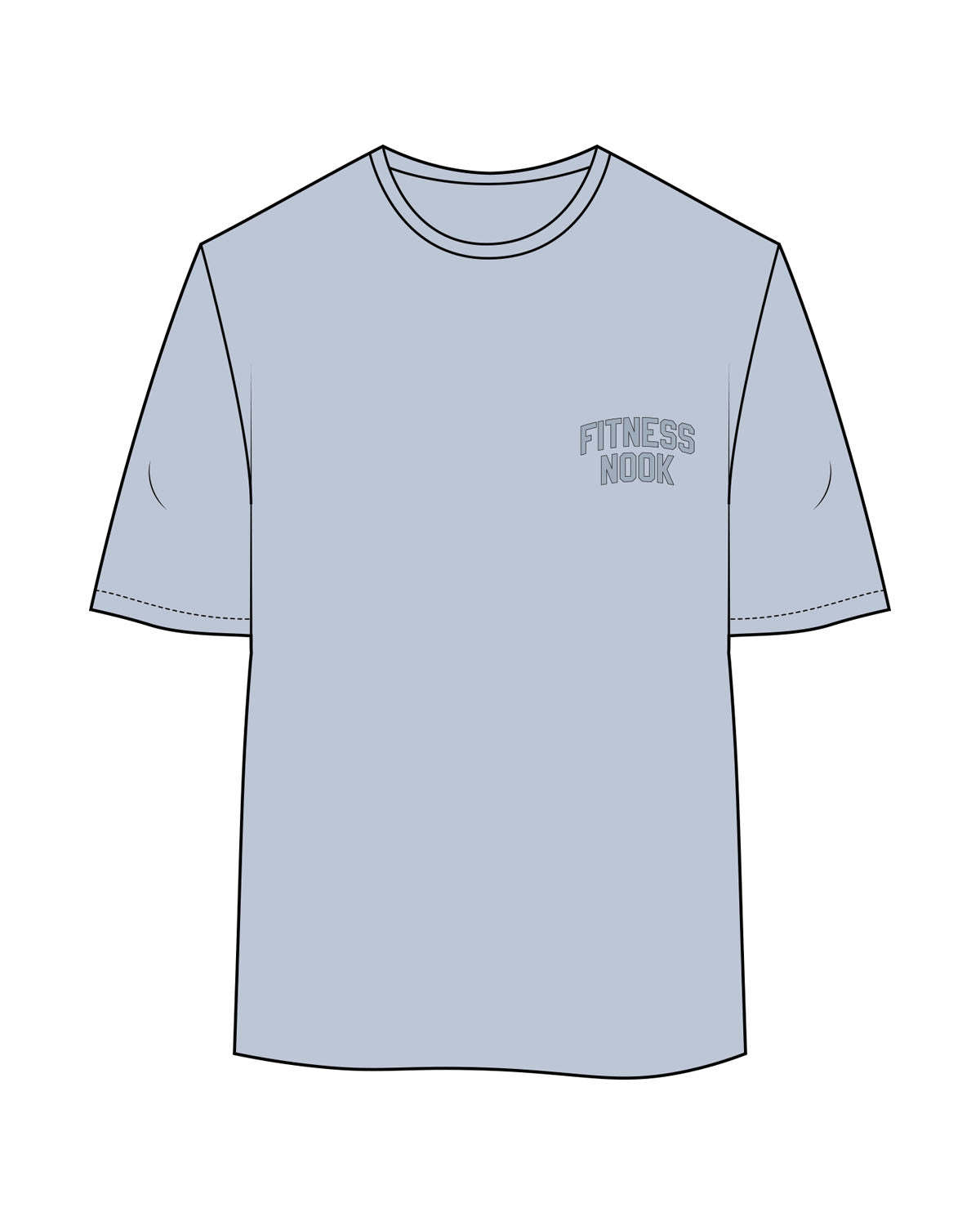 The Womens Oversized Tee - Powder - Fitness Nook - Left Chest - Printed- Full Color