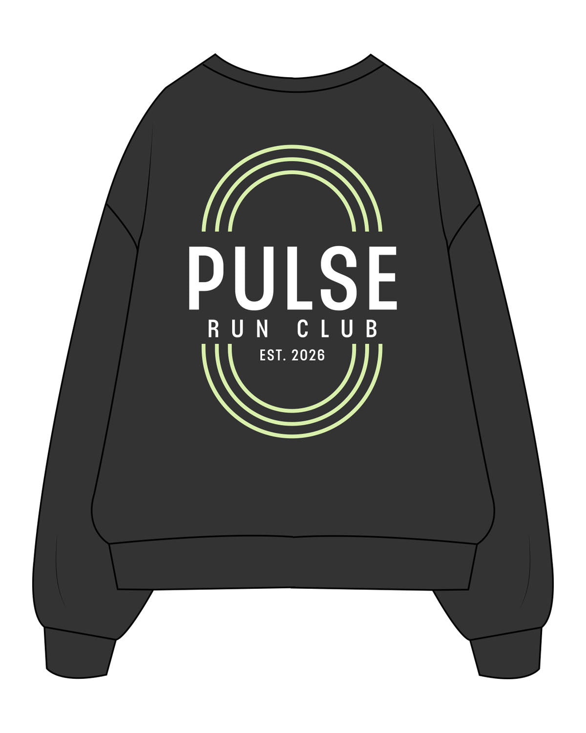 The Mens Crewneck - Washed Black - Pulse 712 - Full Back - Printed - Full Color