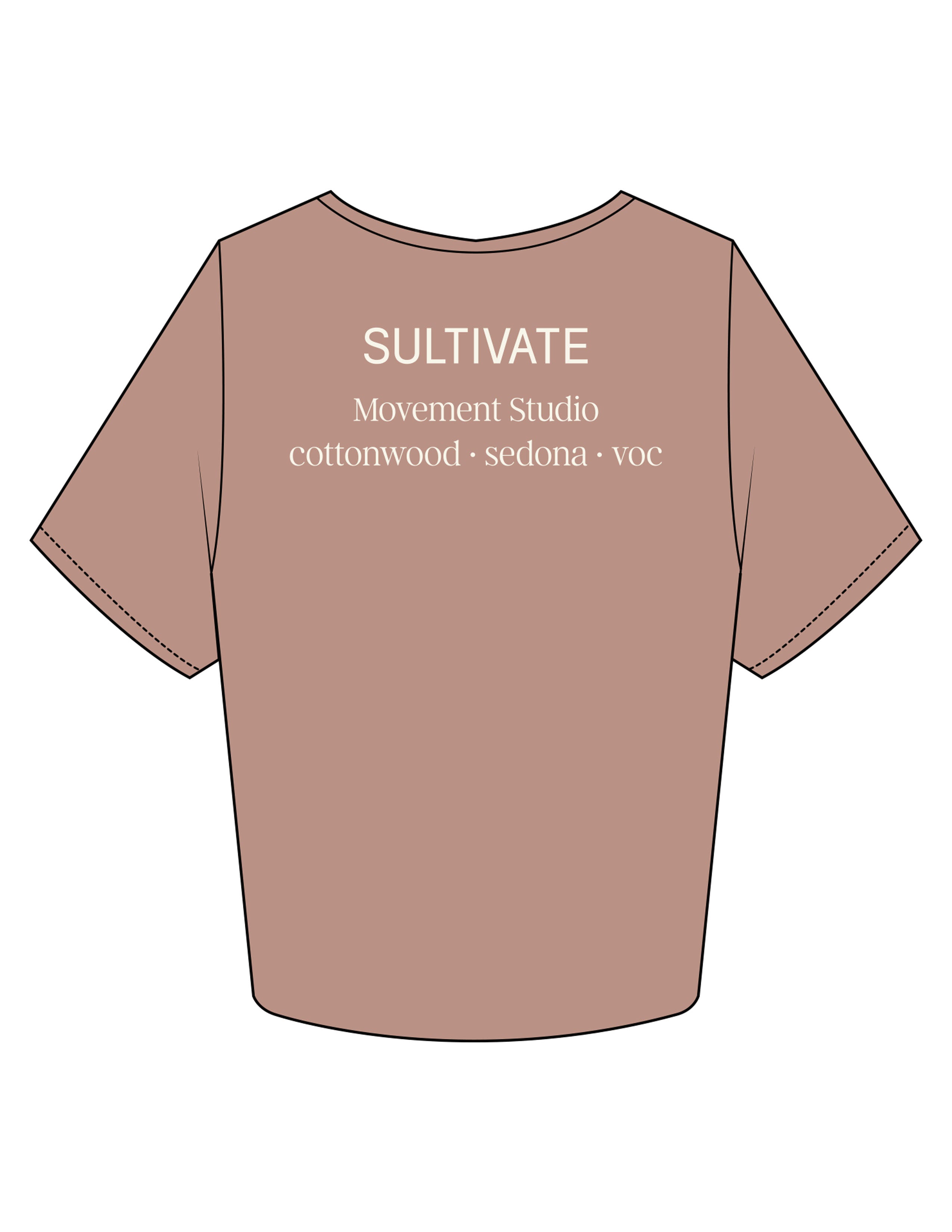 The Crop Tee - Clay - Sultivate - Center Chest & Back Stacked - Printed - Off White