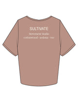 The Crop Tee - Clay - Sultivate - Center Chest & Back Stacked - Printed - Off White