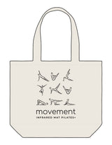The Tote Bag - Natural - Movement Pilates Buffalo - Center Body Stacked - Printed - Black