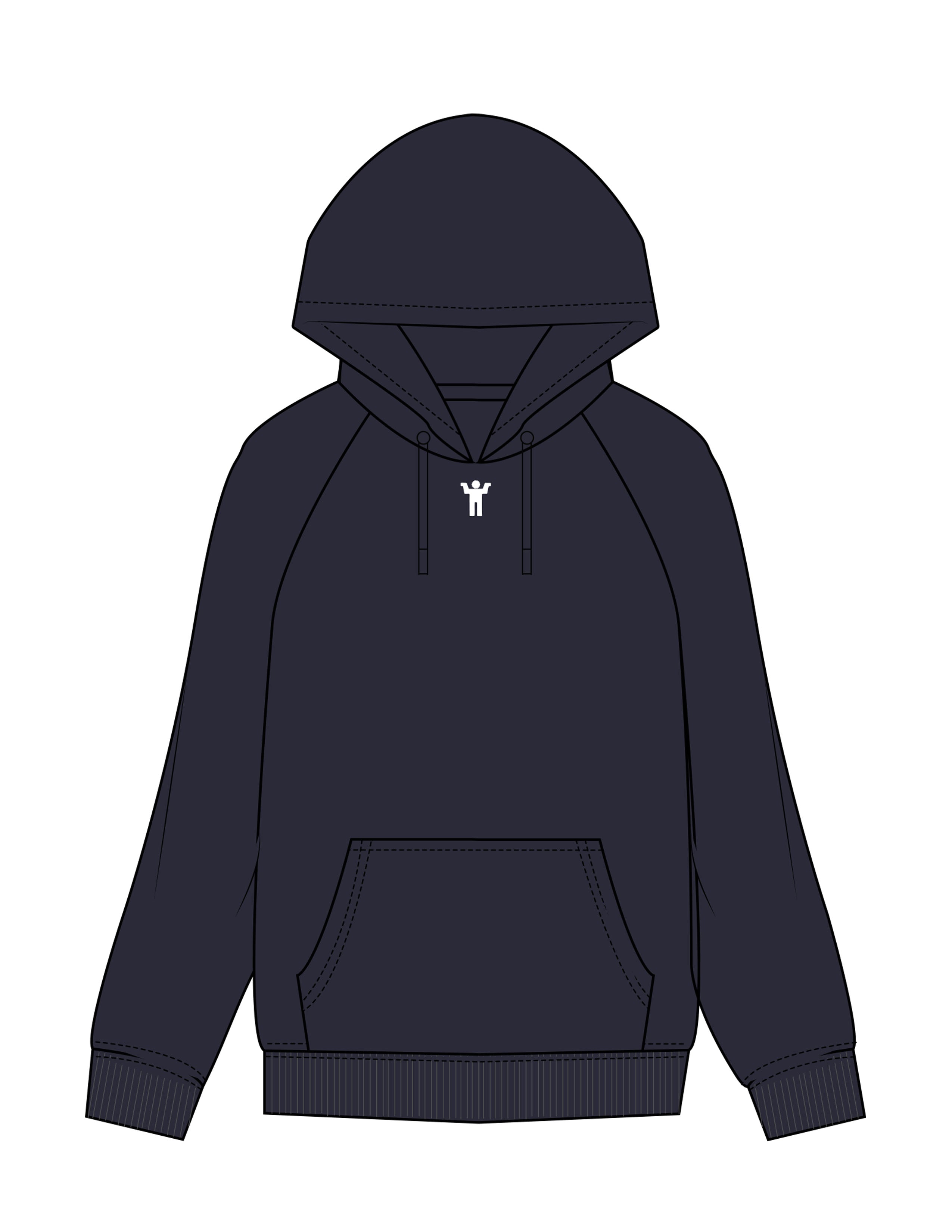 The Super Heavyweight Hoodie - Ink Blue - DontKnow.- Upper Chest - EMB - White