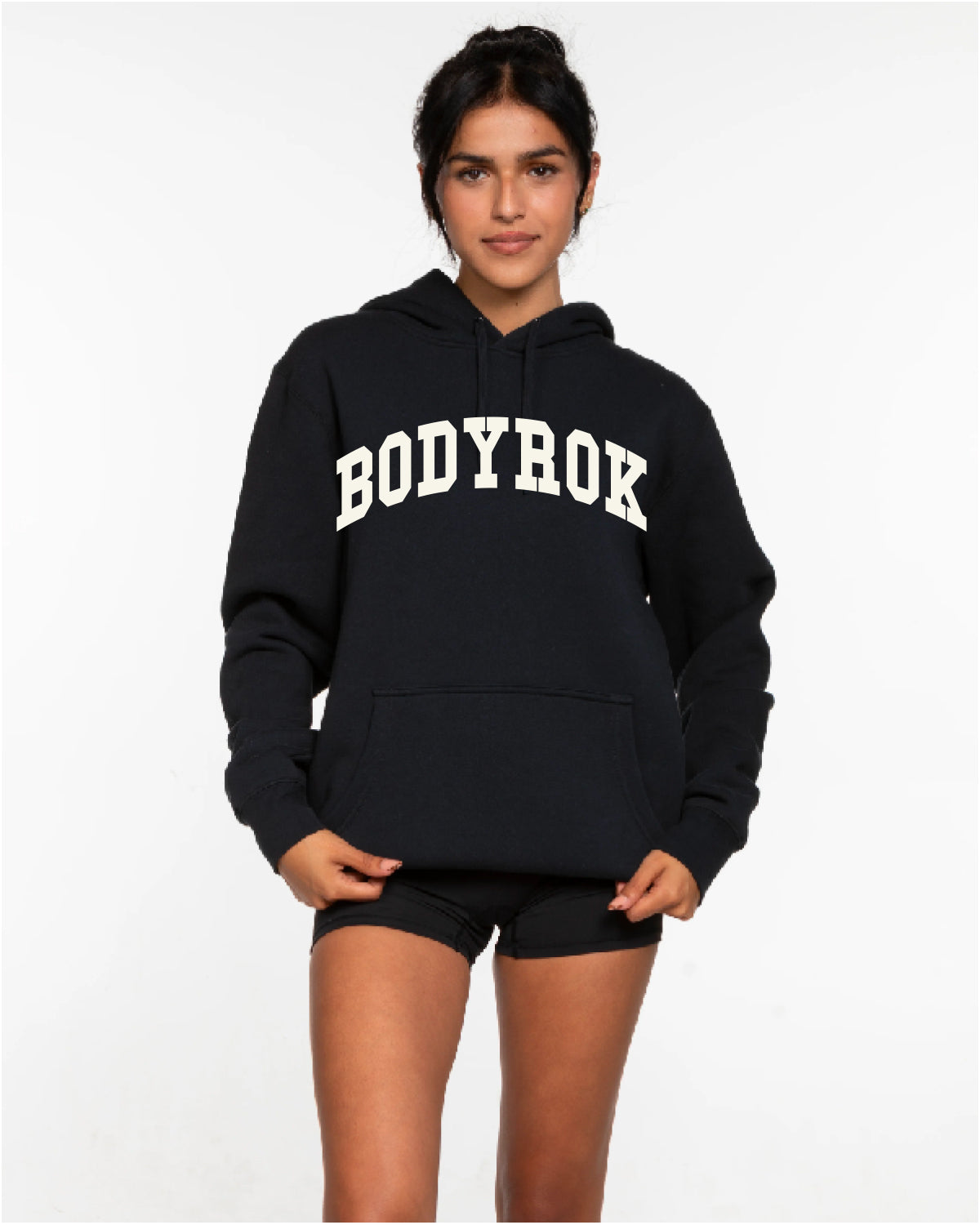 The Mens Classic Hoodie - Navy - BODYROK Employee - Center Chest - Off White