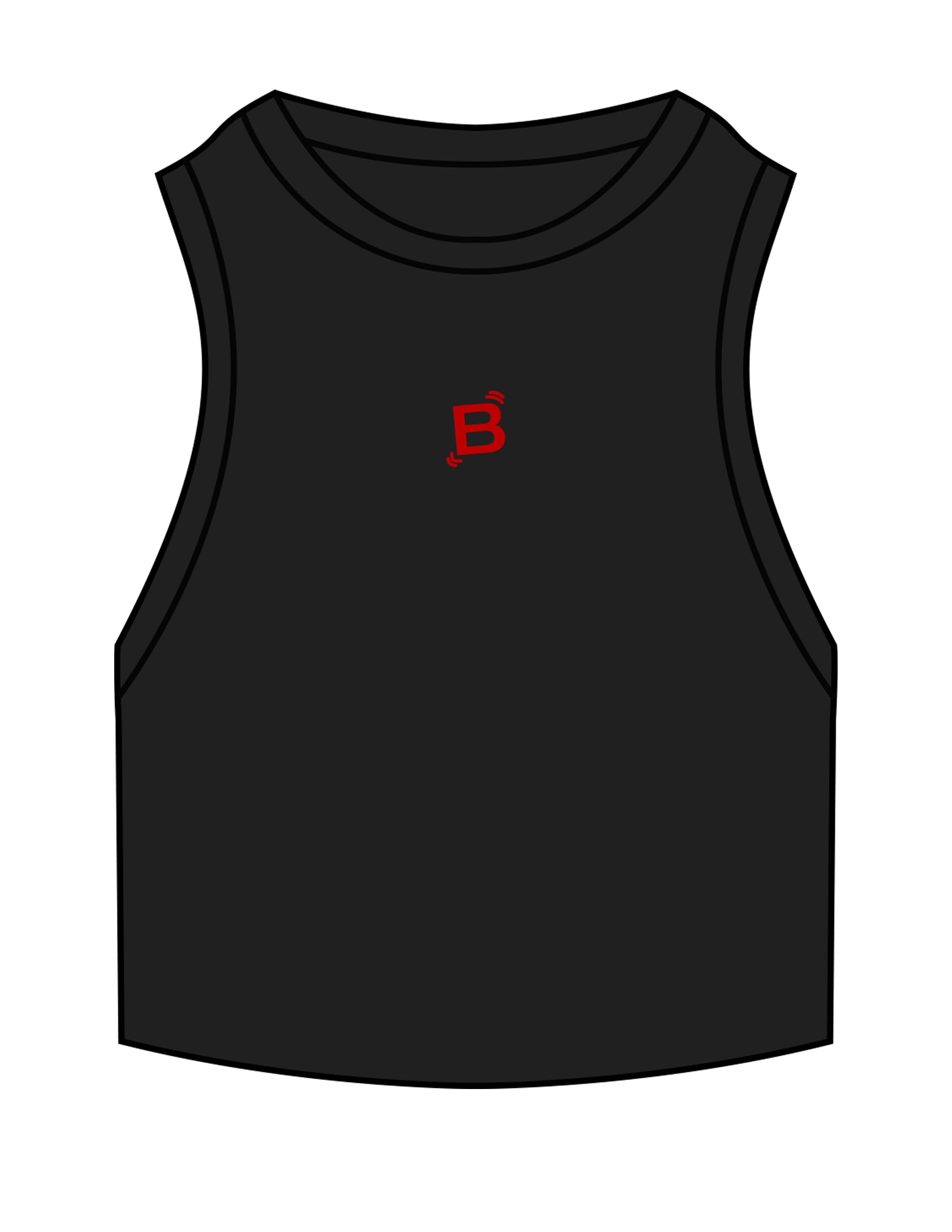The Ribbed Crop Tank - Black - Tremble - Center Chest - Embroidered - Red