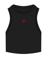 The Ribbed Crop Tank - Black - Tremble - Center Chest - Embroidered - Red